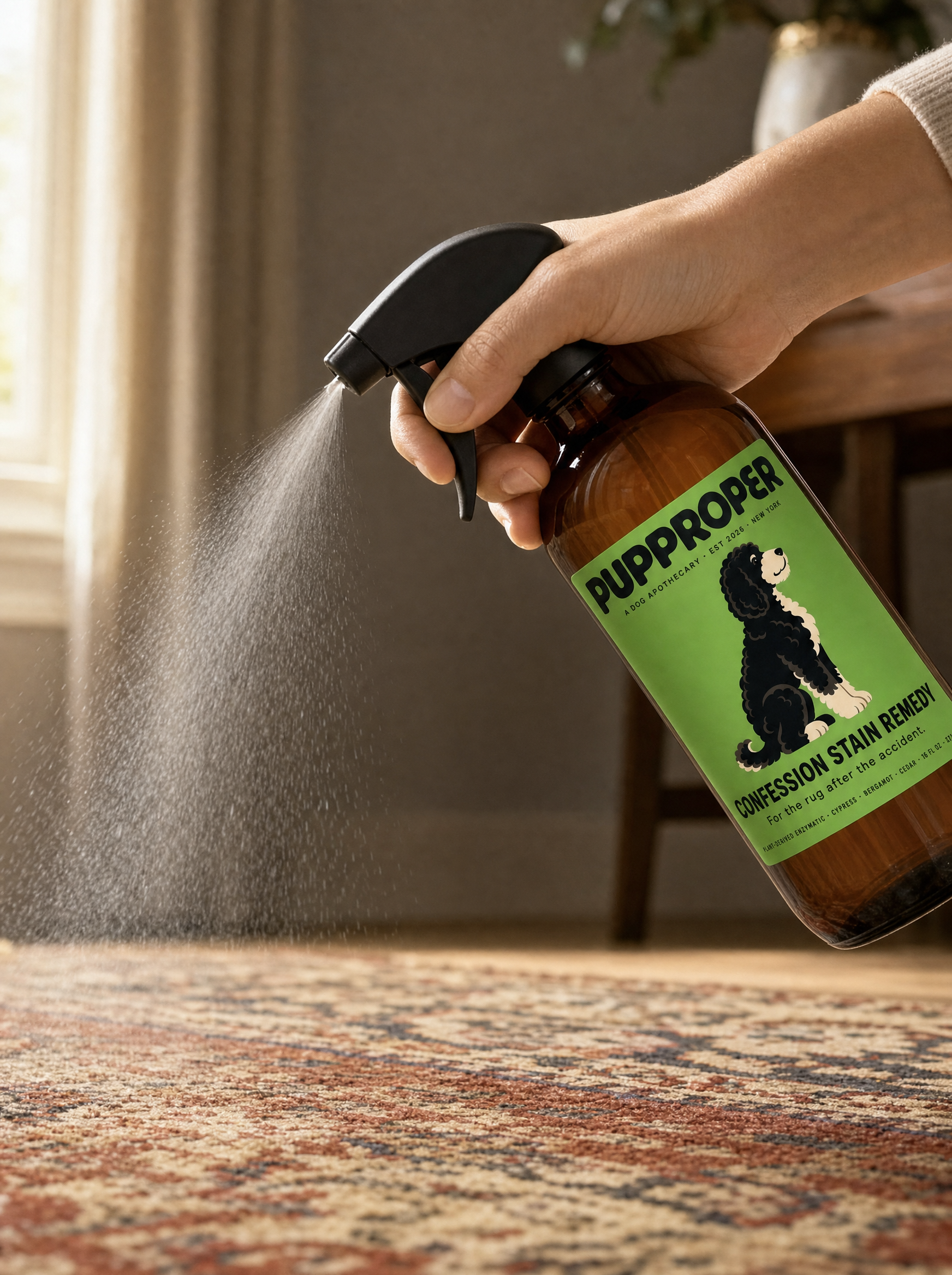 Confession in hand spraying